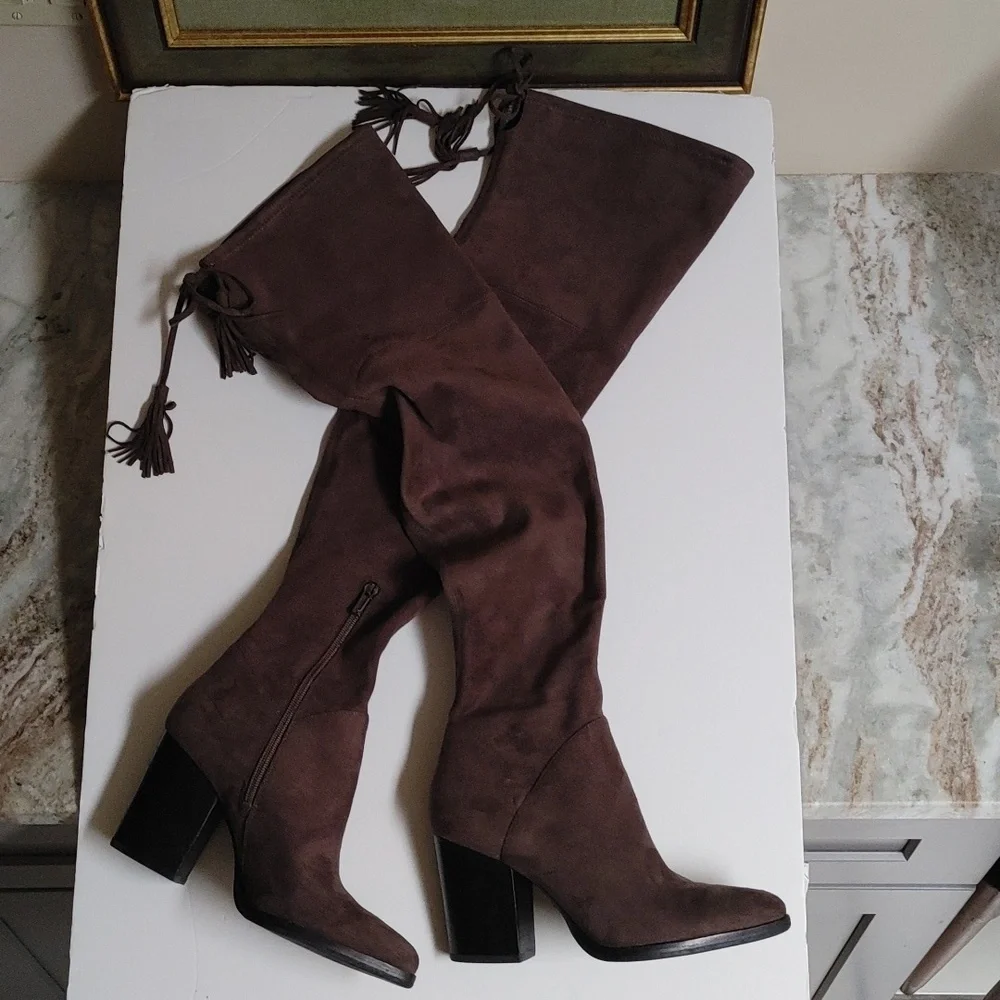 Marc Fisher Taupe Thigh High Boots Size 7M